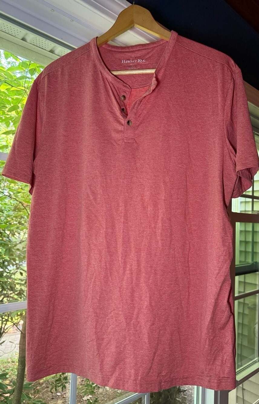 Hawker Rye Men's Short Sleeve Performance Henley Shirt Pink